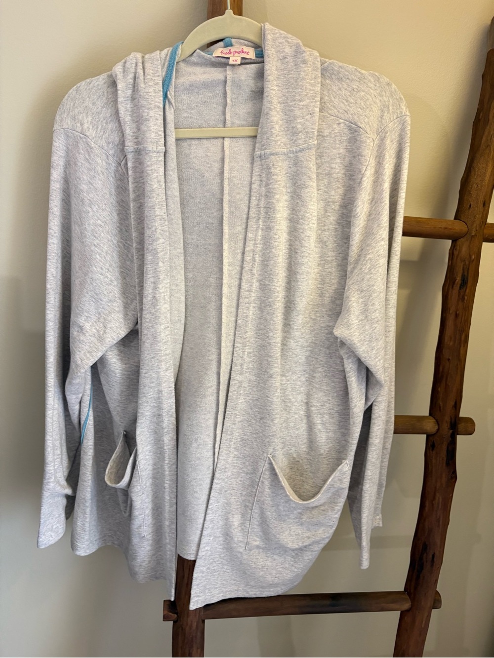 fresh produce Light Gray Open-Front Hooded Cardigan